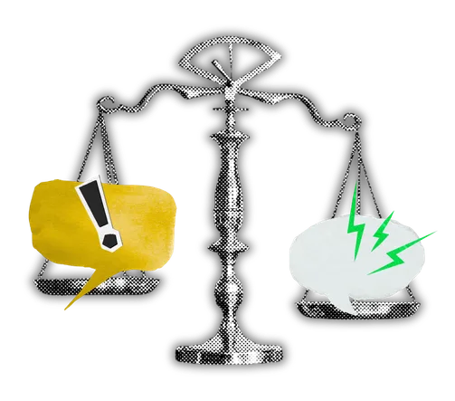 Scales weighing two speech bubbles